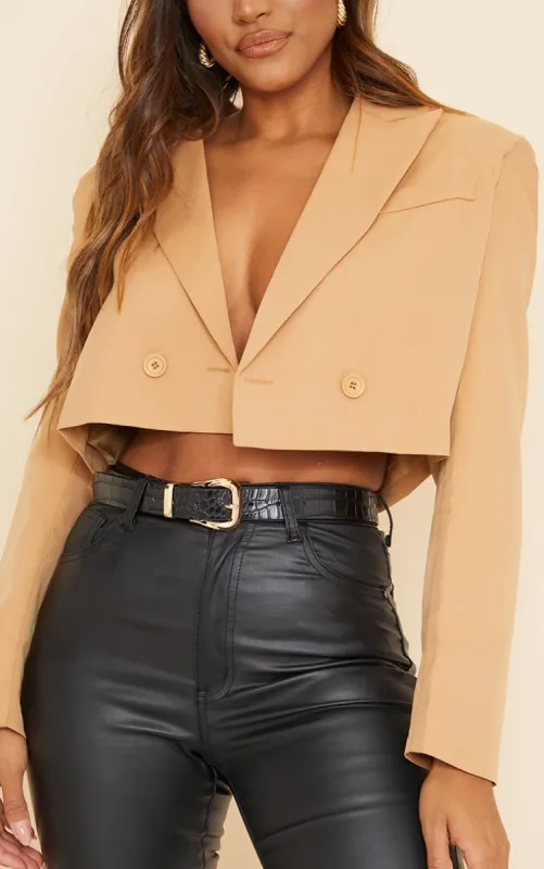 Black Croc Gold Buckle Waist Belt sold by Pretty Little Thing