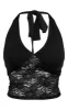Black Lace Body Cotton Bust Halterneck Top sold by Pretty Little Thing