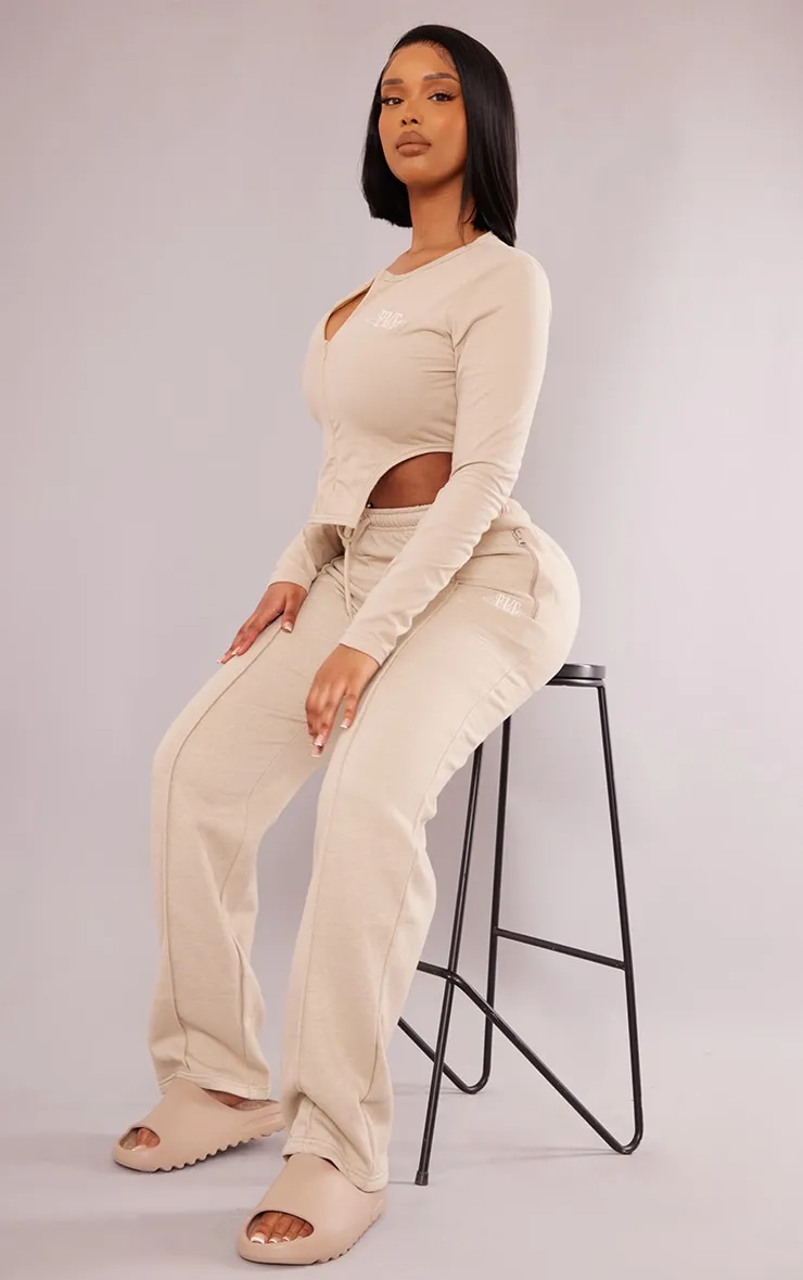 PRETTYLITTLETHING Shape Stone Cotton Zip Cropped Top sold by Pretty Little Thing product image thumbnail 3