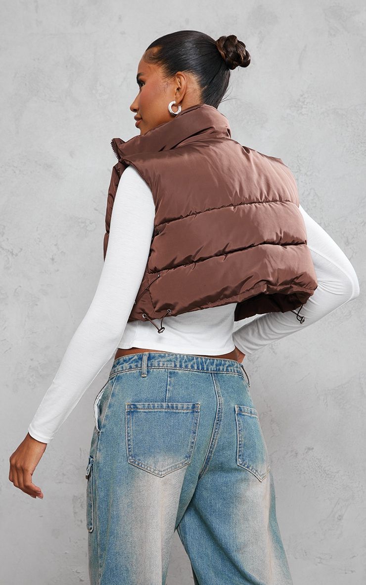 Chocolate Side Toggle Detail Cropped Vest sold by Pretty Little Thing product image thumbnail 2