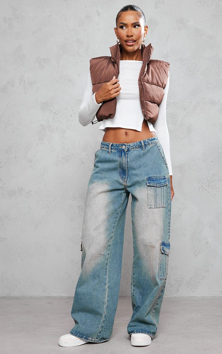 Chocolate Side Toggle Detail Cropped Vest sold by Pretty Little Thing product image thumbnail 3