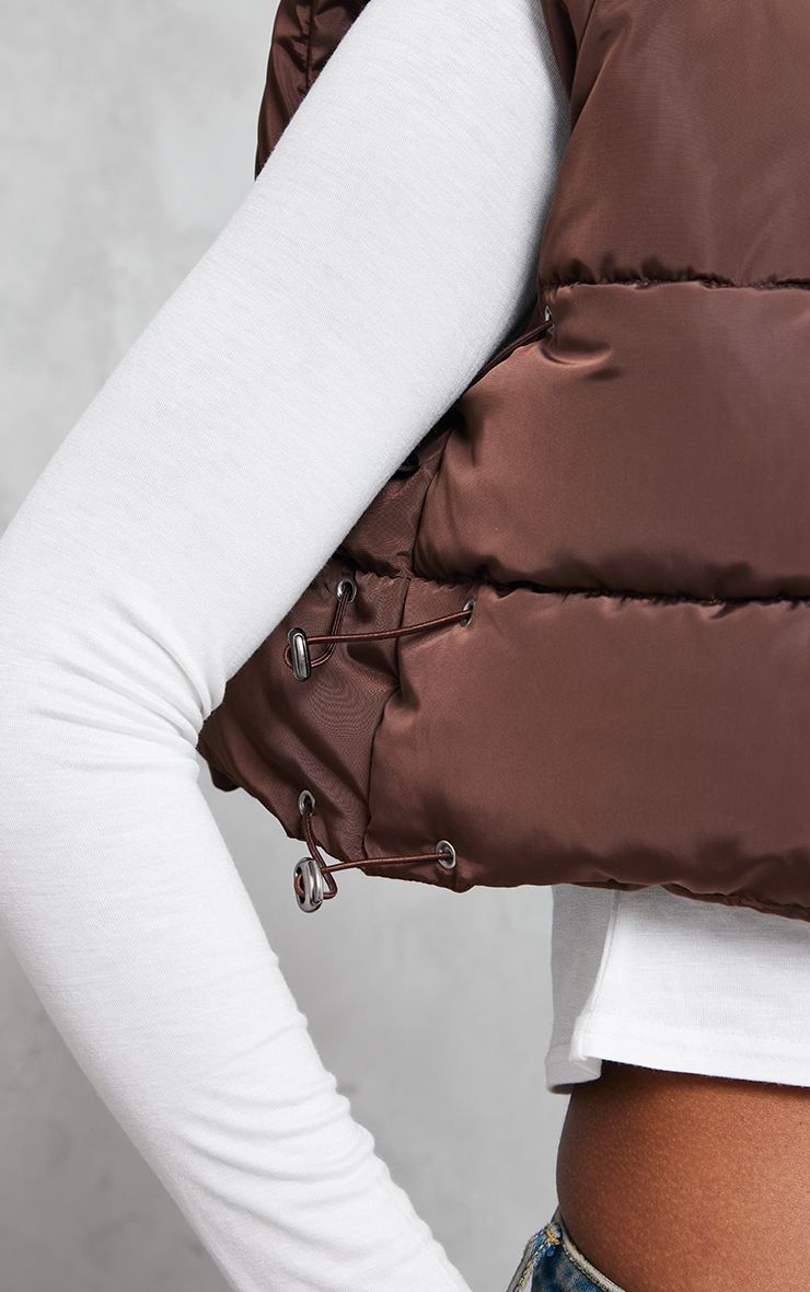 Chocolate Side Toggle Detail Cropped Vest sold by Pretty Little Thing product image thumbnail 4