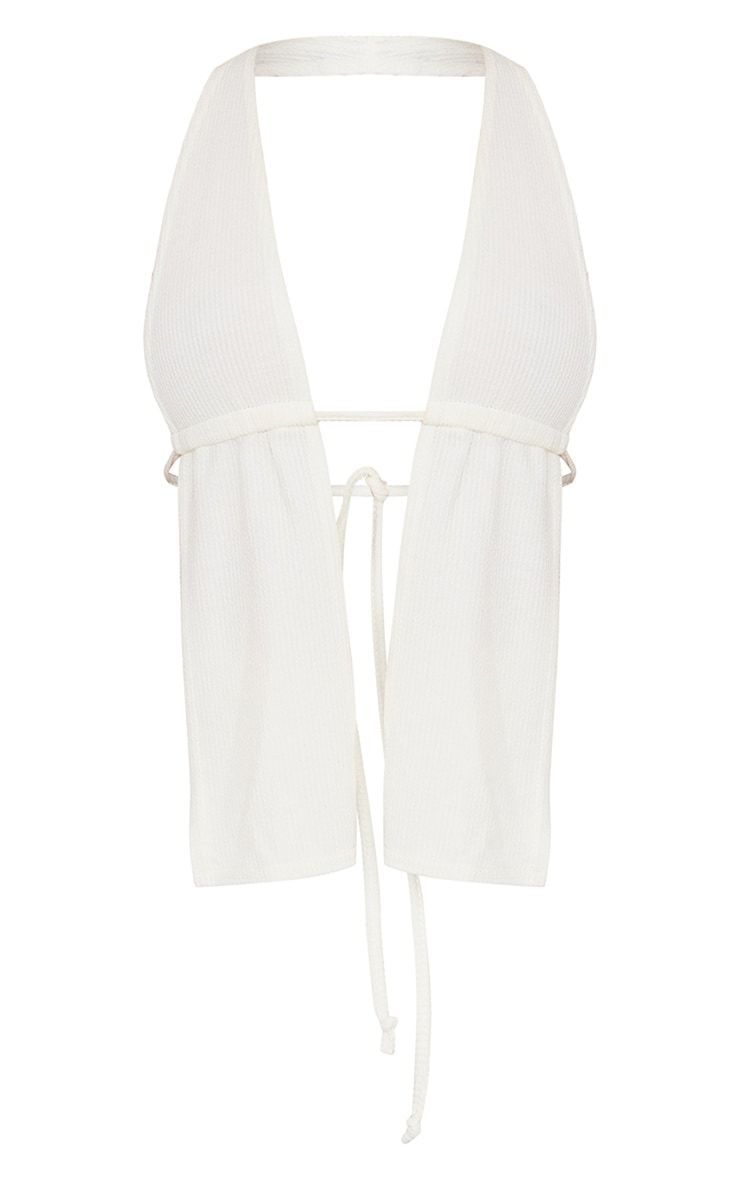 Cream Crinkle Rib Halterneck Bralette sold by Pretty Little Thing product image thumbnail 5