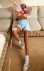 Light Blue Wash Raw Hem Longline Denim Mom Shorts sold by Pretty Little Thing