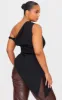 Plus Black Woven Asymmetric Hem Ruched Long Top sold by Pretty Little Thing
