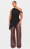 Plus Black Woven Asymmetric Hem Ruched Long Top sold by Pretty Little Thing