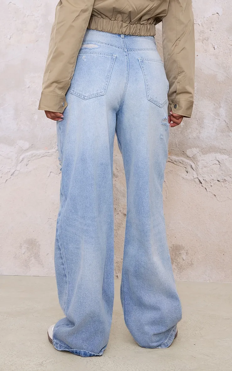 Blue Distressed Detail Straight Leg Jeans sold by Pretty Little Thing product image thumbnail 3