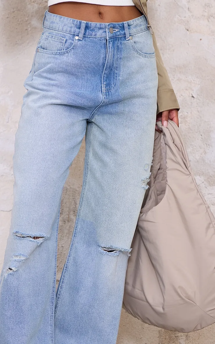 Blue Distressed Detail Straight Leg Jeans sold by Pretty Little Thing product image thumbnail 4