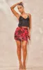 Red Floral Print Textured Chiffon Knot Front Mini Skirt sold by Pretty Little Thing
