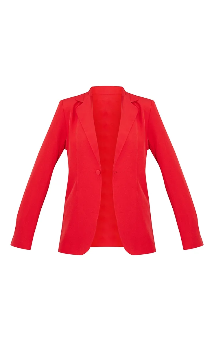 Red Woven Cinched Curve Hem Blazer sold by Pretty Little Thing product image thumbnail 5