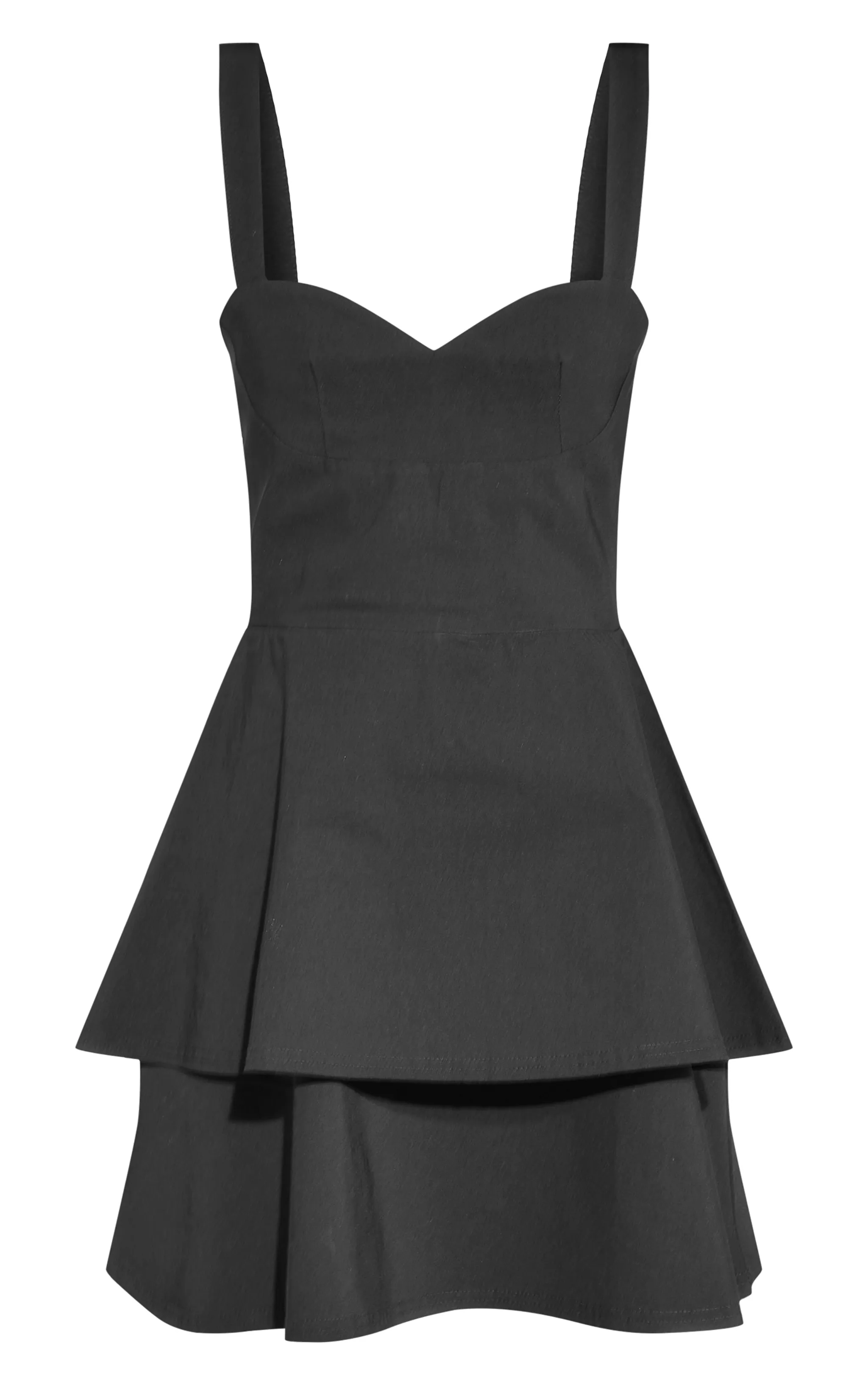 Black Stretch Woven Tiered Shift Dress sold by Pretty Little Thing product image thumbnail 5