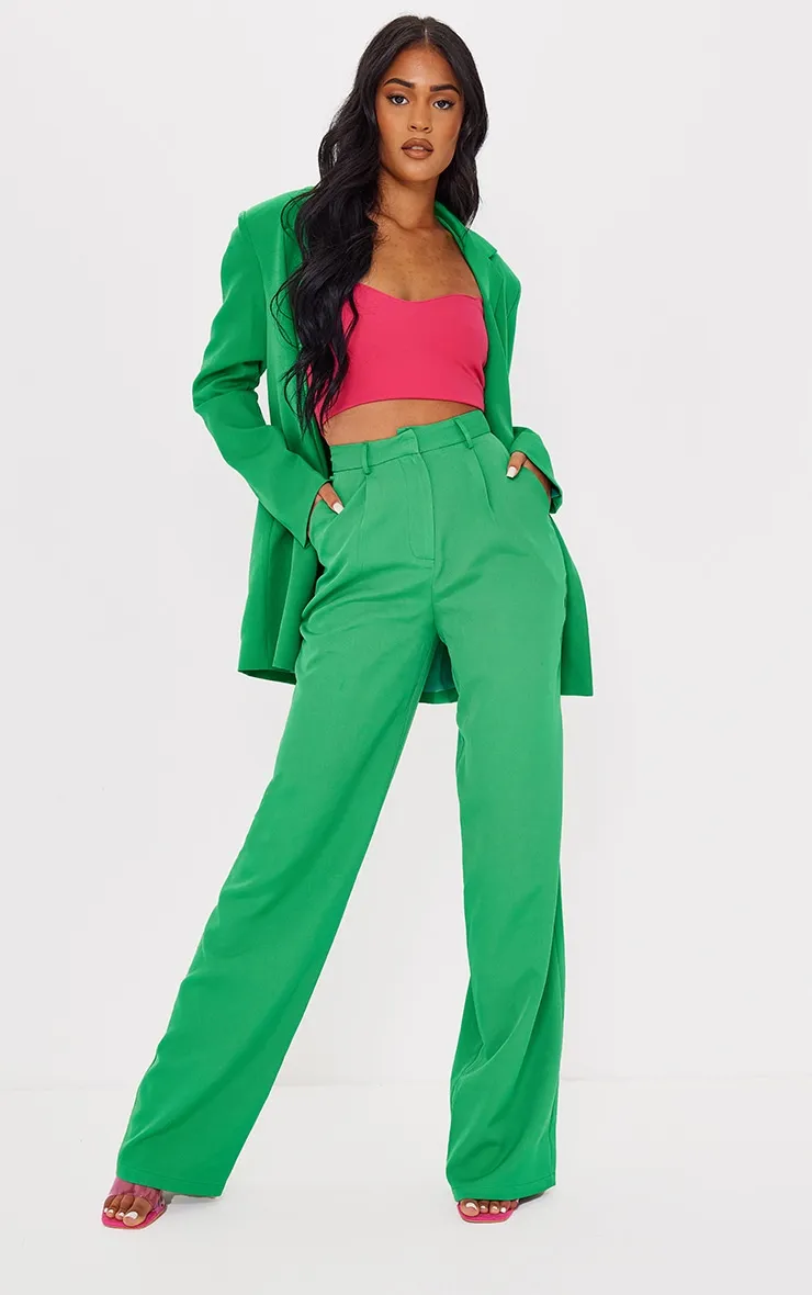 Tall Green High Waisted Pocket Detail Trousers sold by Pretty Little Thing