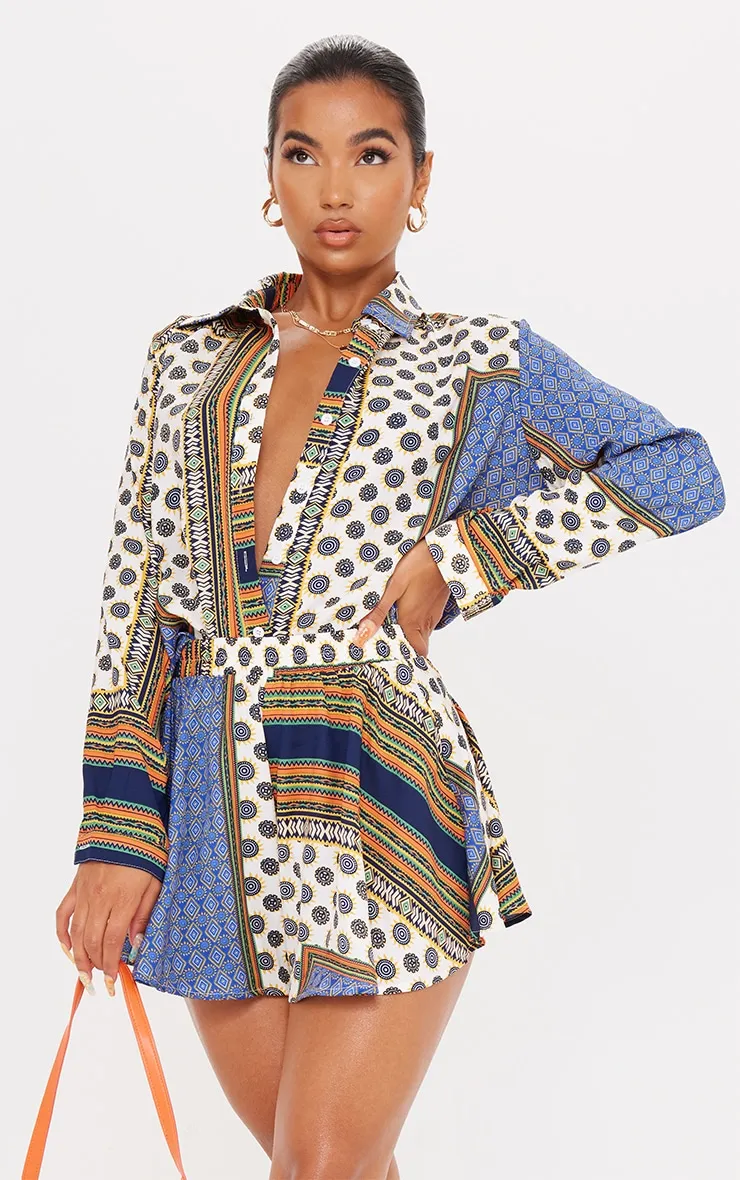 Multi Chain Print High Waist Floaty Shorts sold by Pretty Little Thing product image thumbnail 4