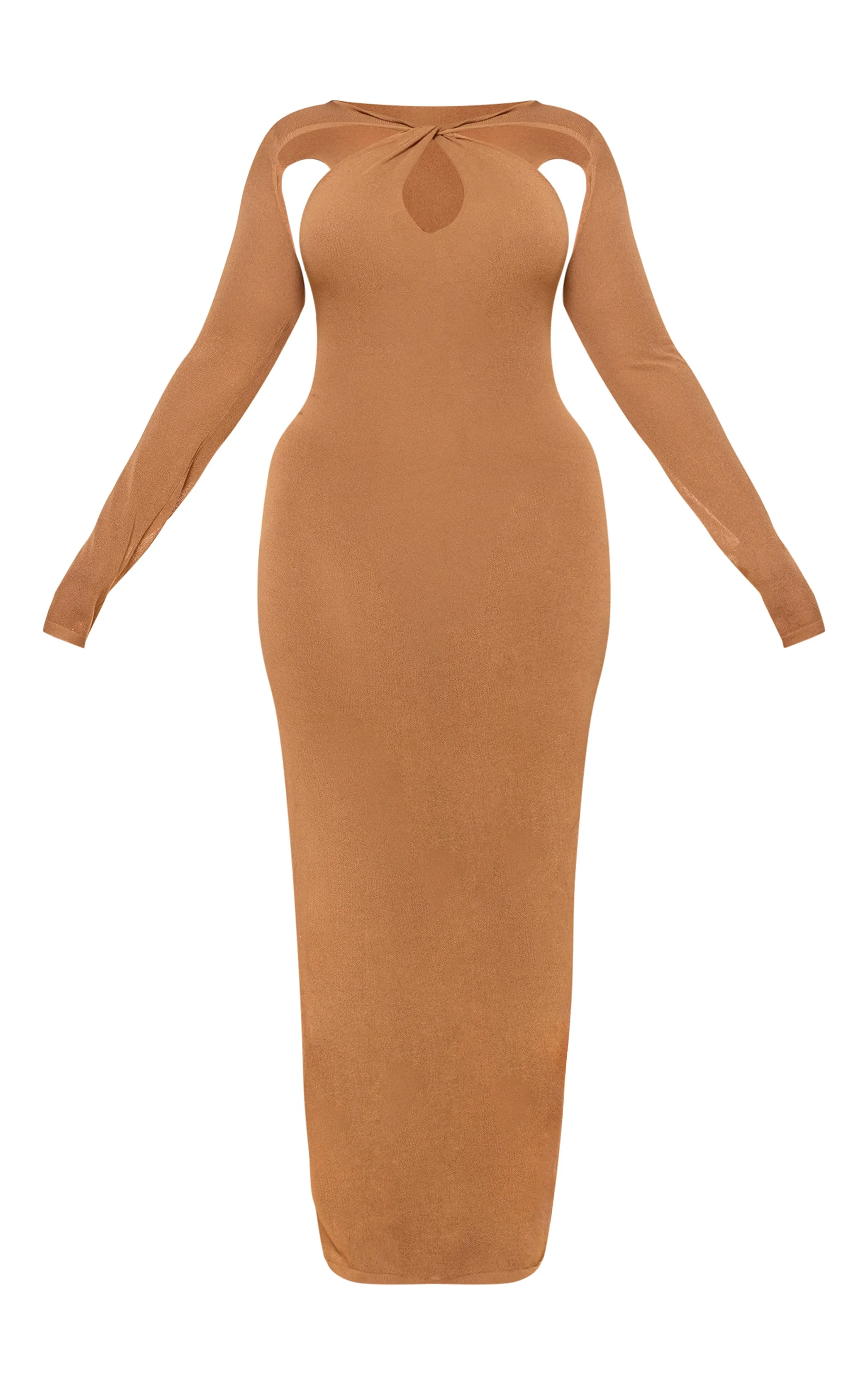 PLT Label Plus Tan Knitted Twist Detail Maxi Dress sold by Pretty Little Thing product image thumbnail 5