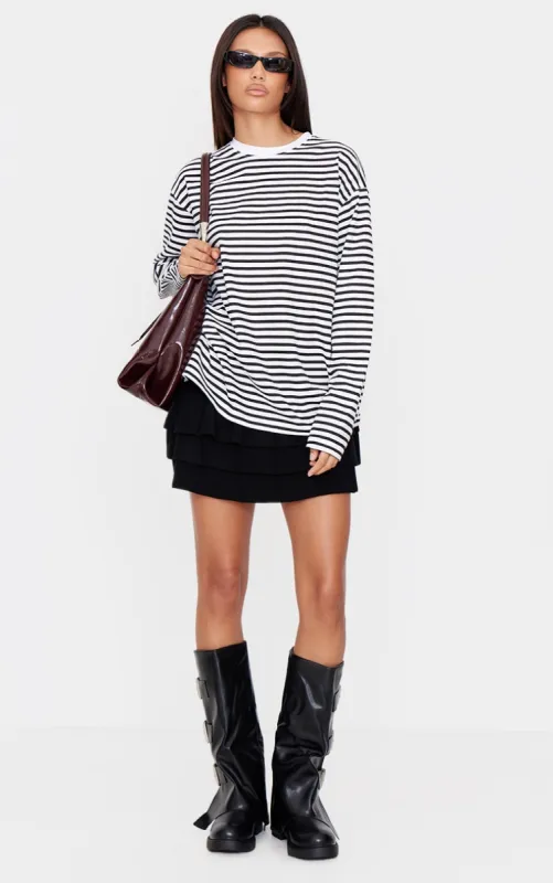 Black Textured Knit Rara Mini Skirt sold by Pretty Little Thing