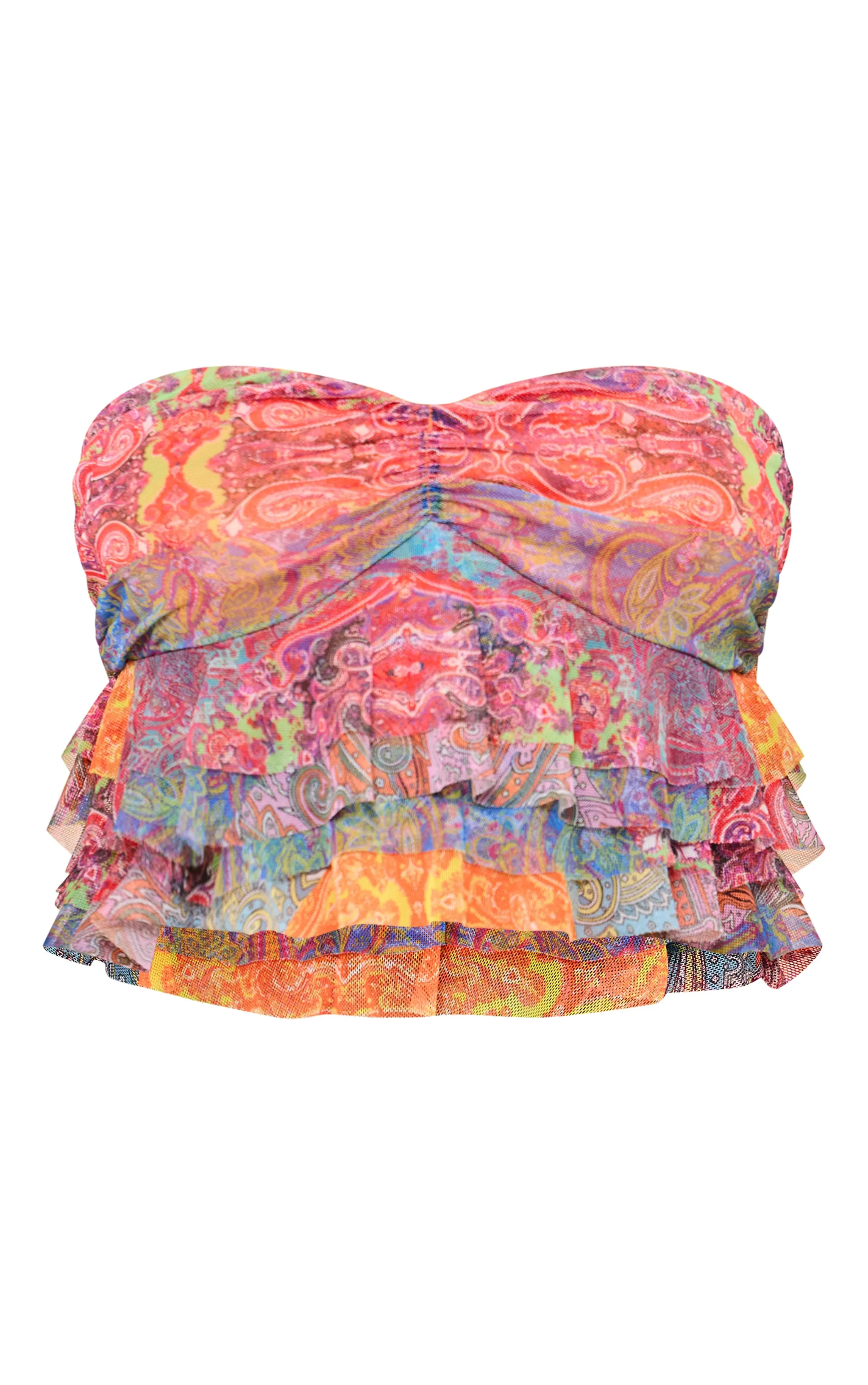 Multi Printed Ruffle Mesh Bandeau sold by Pretty Little Thing product image thumbnail 5