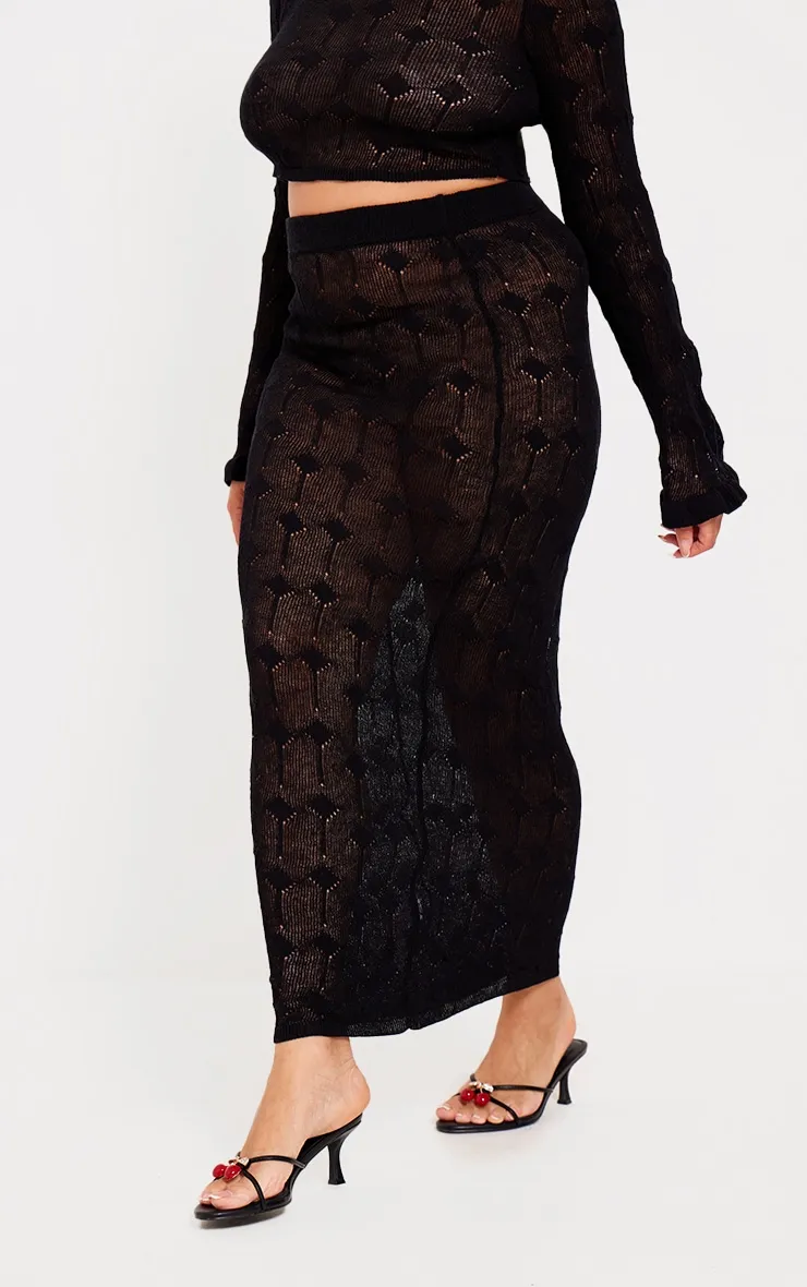 Plus Black Knitted Detail Maxi Skirt sold by Pretty Little Thing product image thumbnail 2