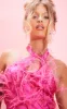 Pink Satin Halter Neck Feather Detail Top sold by Pretty Little Thing
