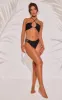 Black Textured High Leg Bikini Bottoms sold by Pretty Little Thing