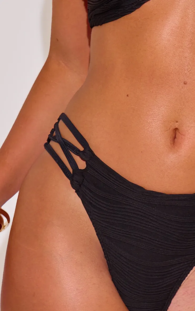 Black Textured High Leg Bikini Bottoms sold by Pretty Little Thing product image thumbnail 4