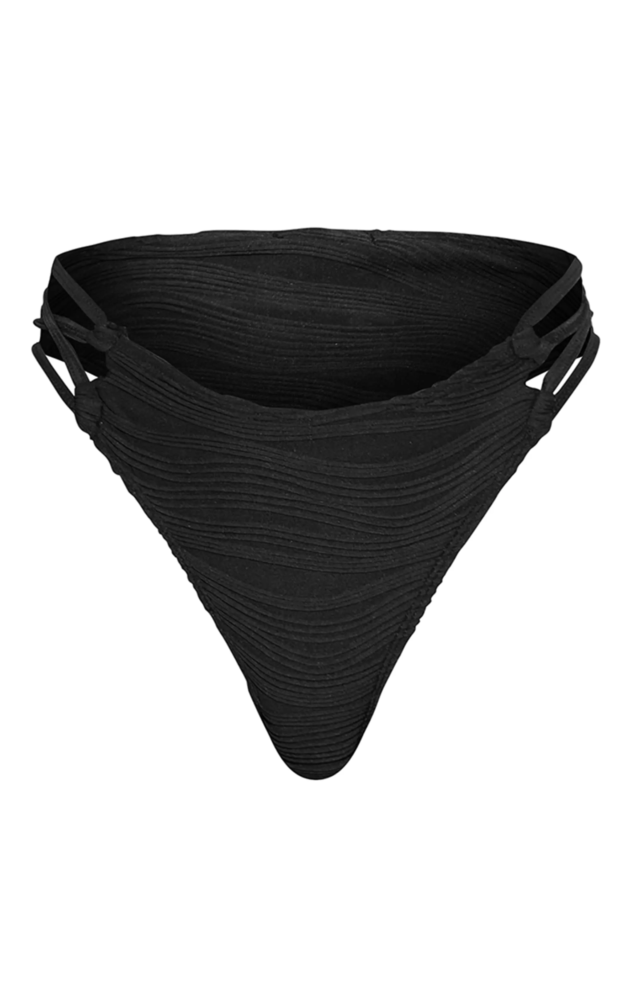 Black Textured High Leg Bikini Bottoms sold by Pretty Little Thing product image thumbnail 5