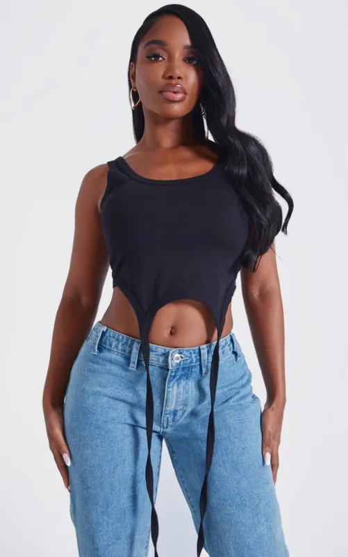 Shape Black Cotton Sleeveless Crop Top sold by Pretty Little Thing