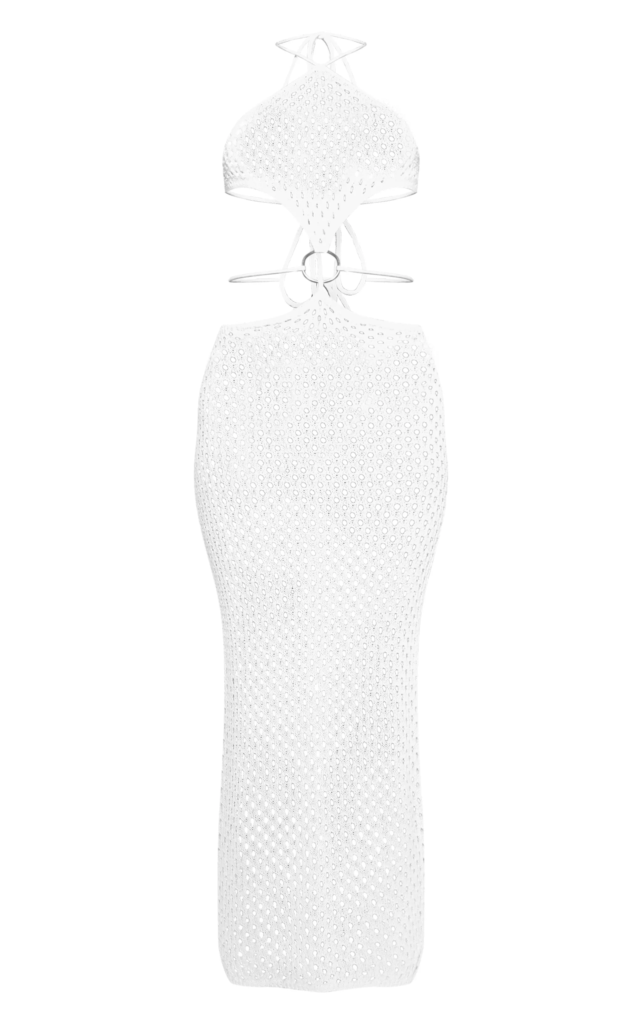 White Crochet O Ring Cut Out Maxi Beach Dress sold by Pretty Little Thing product image thumbnail 5