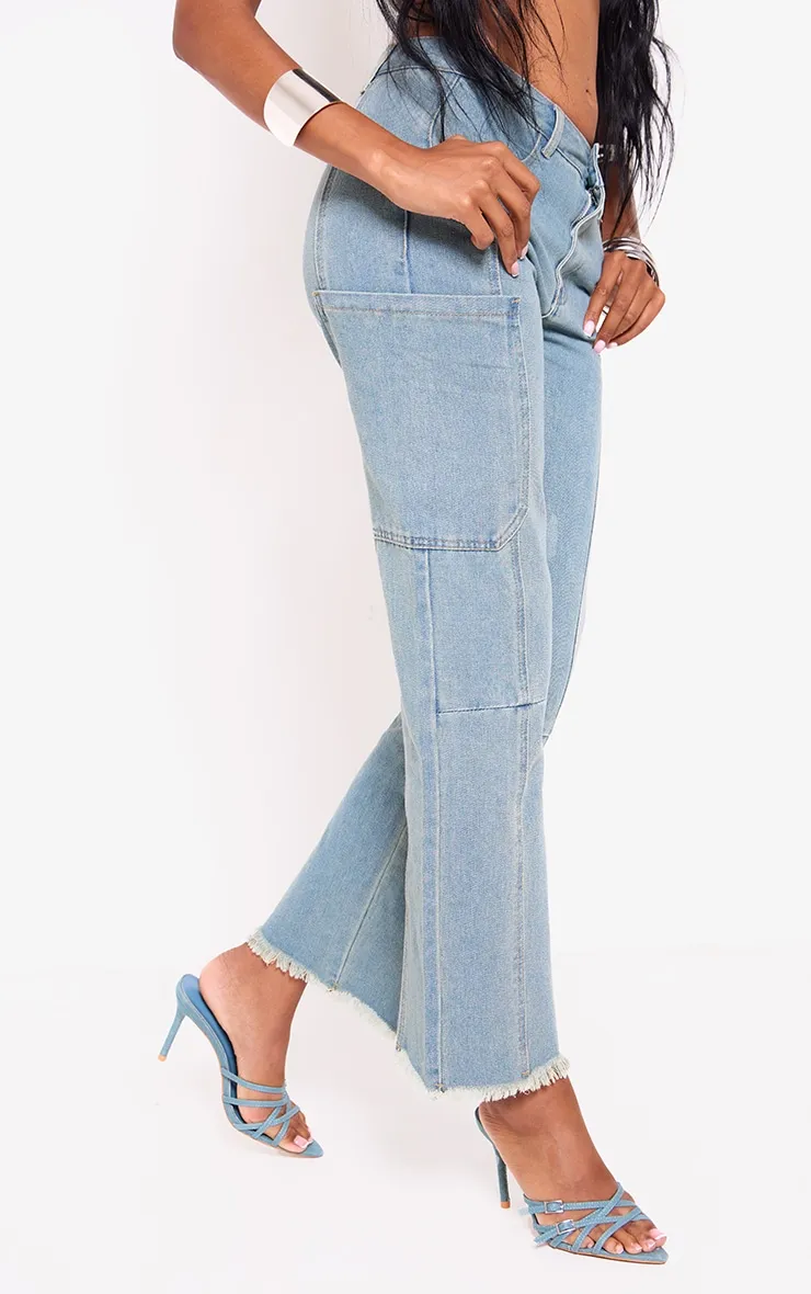 Vintage Wash Utility Cargo Denim Jeans sold by Pretty Little Thing product image thumbnail 2