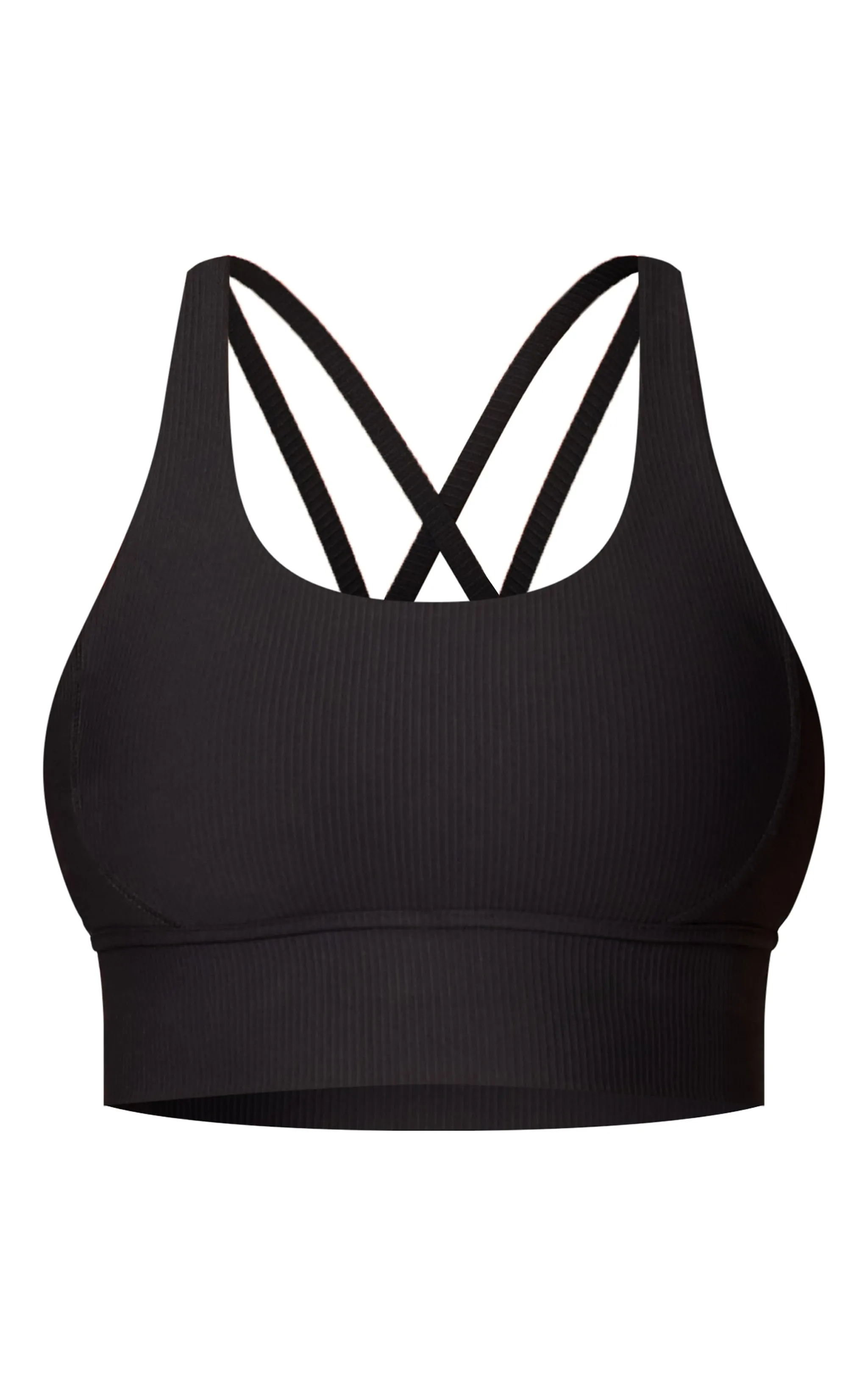 Black Active Rib Strappy Back Sports Bra sold by Pretty Little Thing product image thumbnail 5