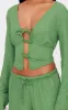 Khaki Textured Tie Front Waistcoat sold by Pretty Little Thing