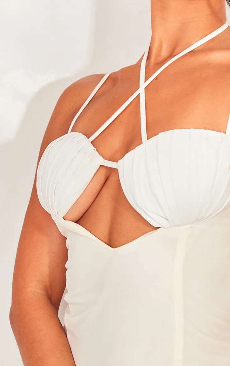 Petite Cream Chiffon Strappy Split Maxi Dress sold by Pretty Little Thing product image thumbnail 3