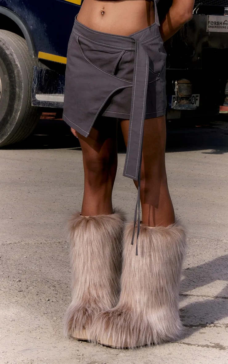 Charcoal Strap Detail Mini Skirt sold by Pretty Little Thing product image thumbnail 2