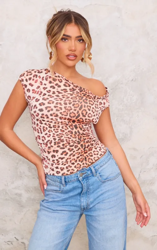 Brown Slinky Backless Leopard Print Asymmetric Long Top sold by Pretty Little Thing