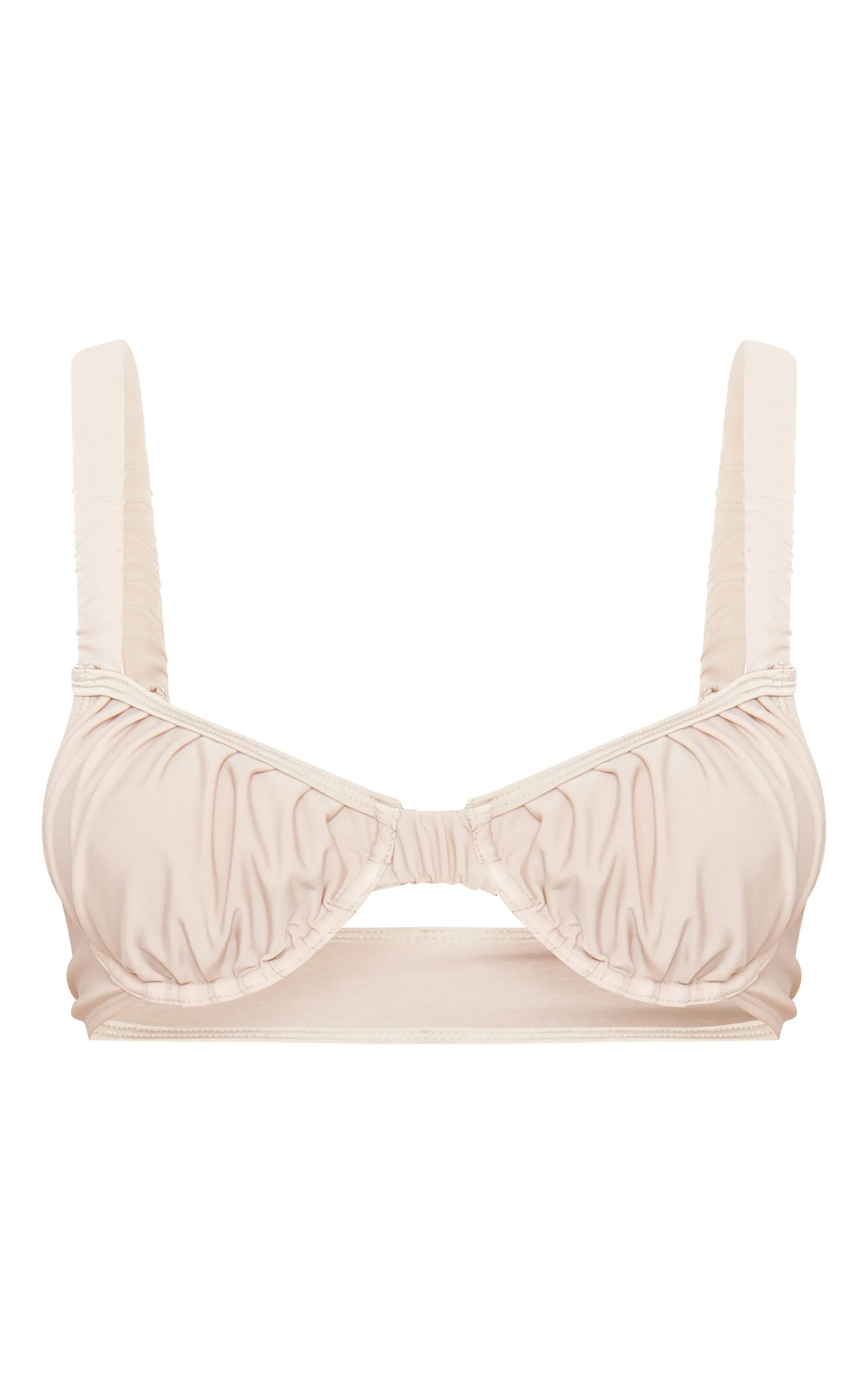 Beige Ruched Underwired Bikini Top sold by Pretty Little Thing product image thumbnail 5