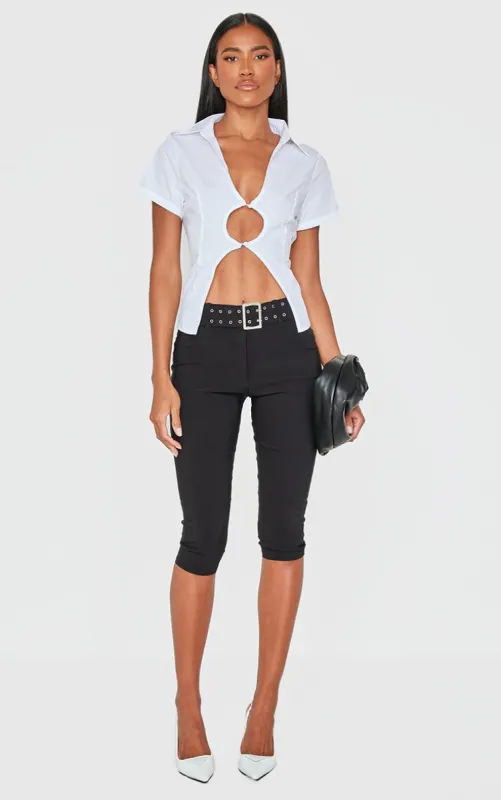 White Cut Out Short Sleeve Shirt sold by Pretty Little Thing