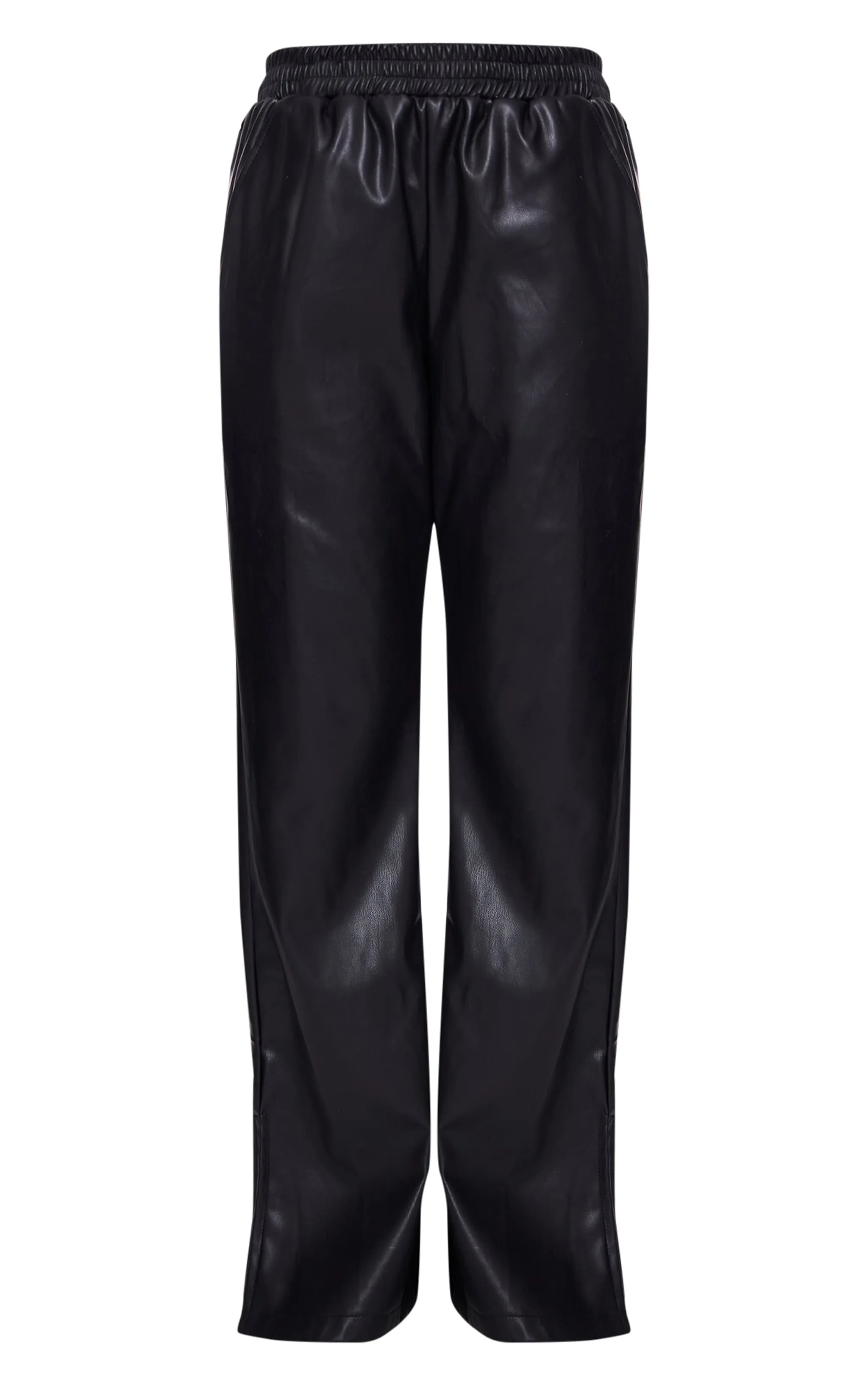 Black Faux Leather Elasticated Waist Straight Leg Trousers sold by Pretty Little Thing product image thumbnail 5