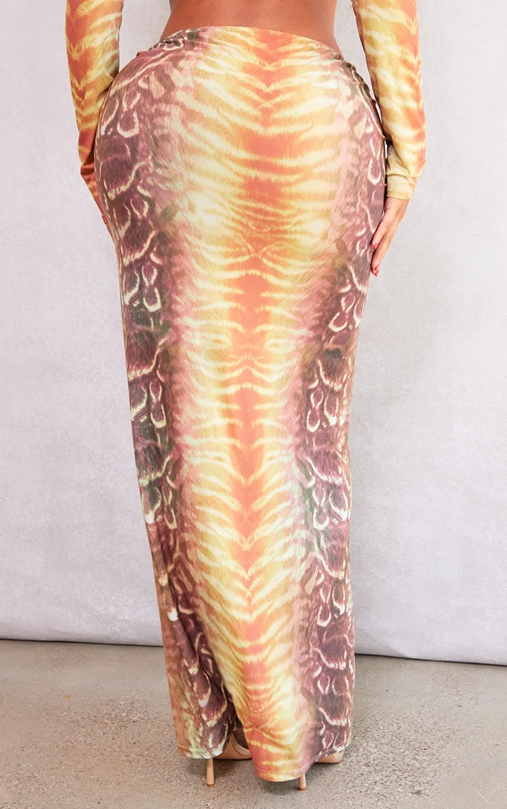 Shape Orange Printed Knot Side Maxi Skirt sold by Pretty Little Thing product image thumbnail 3