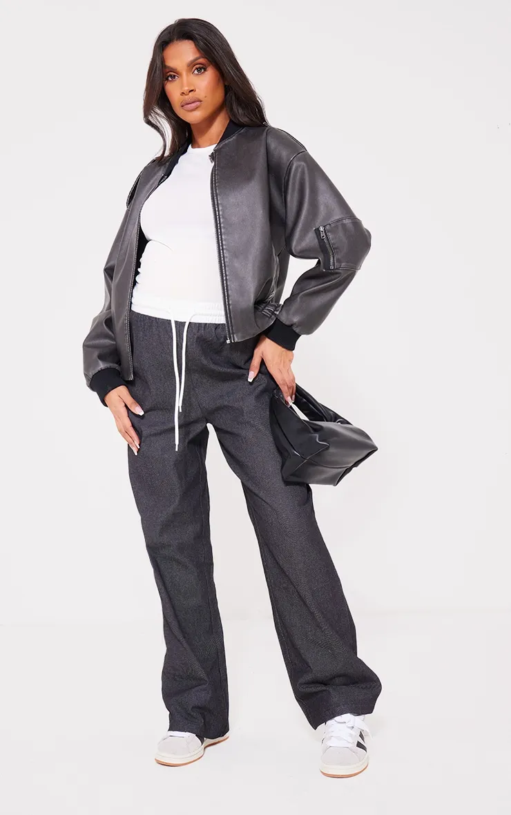 Maternity Black Elasticated Drawstring Wide Leg Trouser sold by Pretty Little Thing