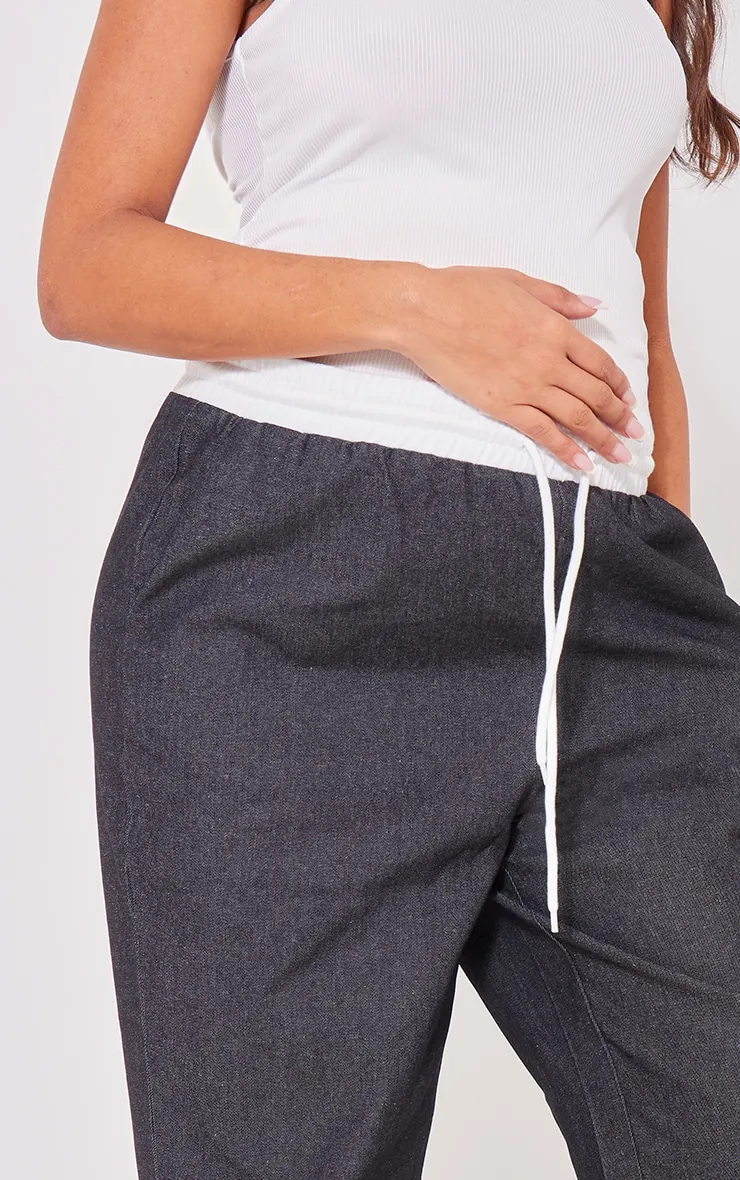 Maternity Black Elasticated Drawstring Wide Leg Trouser sold by Pretty Little Thing product image thumbnail 4
