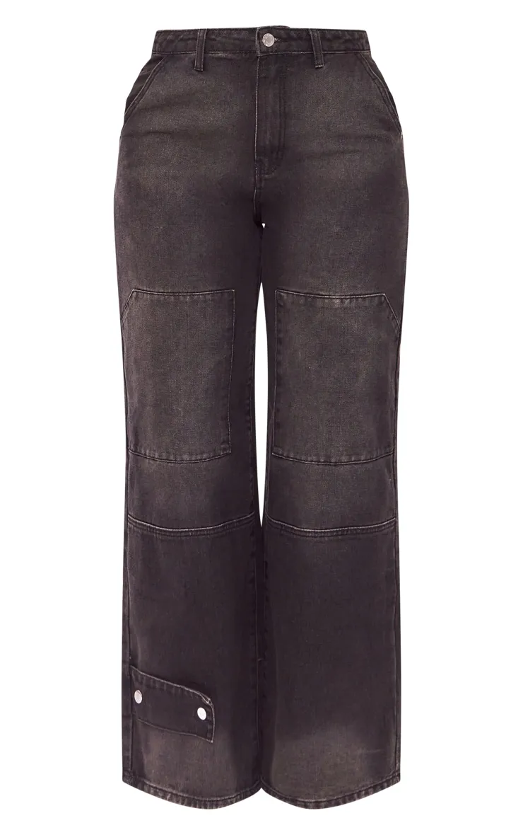 Shape Black Denim Utility Wide Leg Jeans sold by Pretty Little Thing product image thumbnail 5