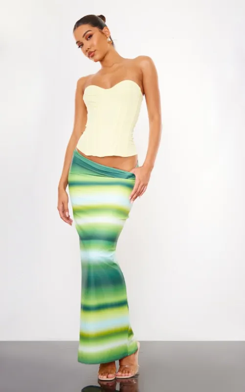 Green Ombre Printed Matte Sculpt Tie Waist Maxi Skirt sold by Pretty Little Thing