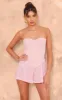 Dusty Pink Satin Corset Detail Lace Playsuit sold by Pretty Little Thing