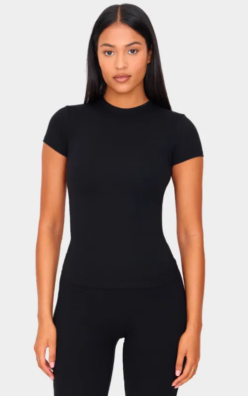 Tall Black Contour Sculpt Short Sleeve Top made by Pretty Little Thing