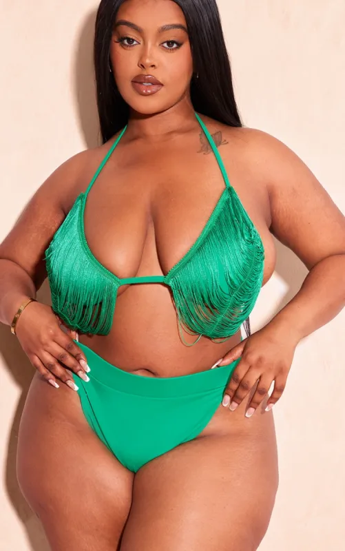 Plus Green High Leg Bikini Bottoms sold by Pretty Little Thing