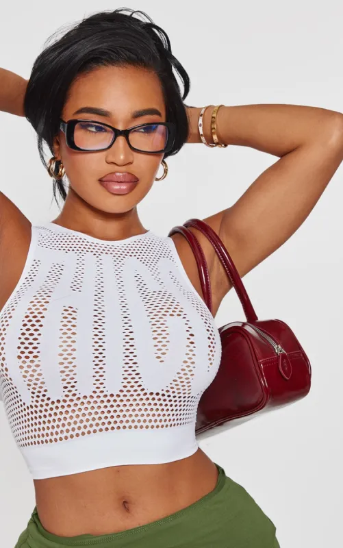 Shape White Textured Seamless Thicc Sleeveless Crop Top sold by Pretty Little Thing