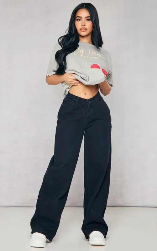 Petite Black Dip Waist Denim Jeans sold by Pretty Little Thing