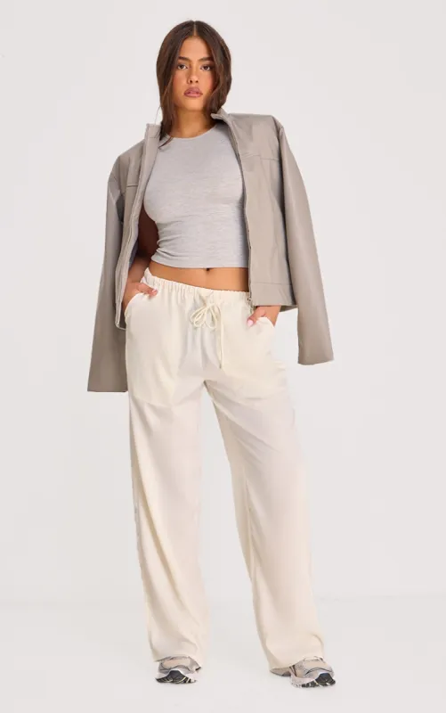 Premium White Satin Low Rise Drawstring Trousers sold by Pretty Little Thing