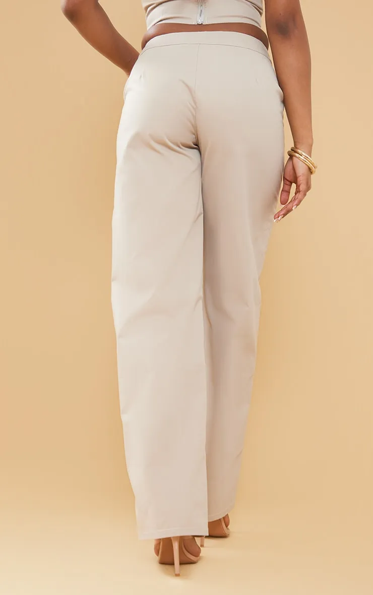 Stone Twill Contrast Seam Straight Leg Cargo Trousers sold by Pretty Little Thing product image thumbnail 3