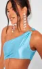 Bright Blue Stretch Satin Cut Out Maxi Dress sold by Pretty Little Thing