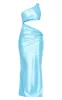 Bright Blue Stretch Satin Cut Out Maxi Dress sold by Pretty Little Thing